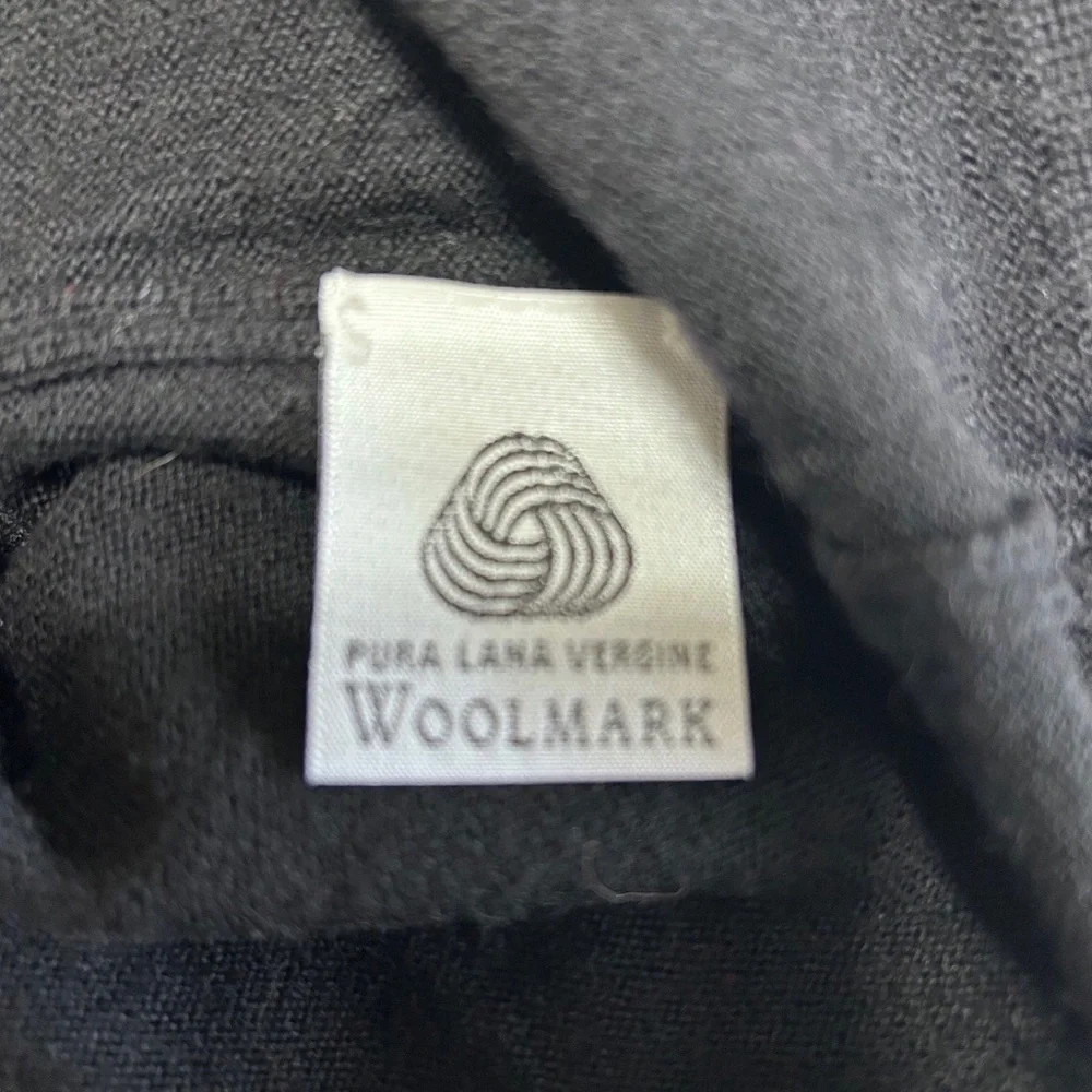 MORGAN BROS Italy Black Pure Virgin Wool Cardigan Sweater Womens Size S Woolmark - Picture 4 of 7